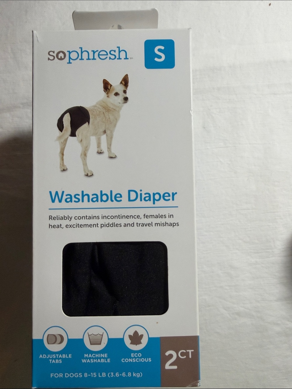 Sopresh Washable Dog Diaper - Black (Small) - with Diaper Liners